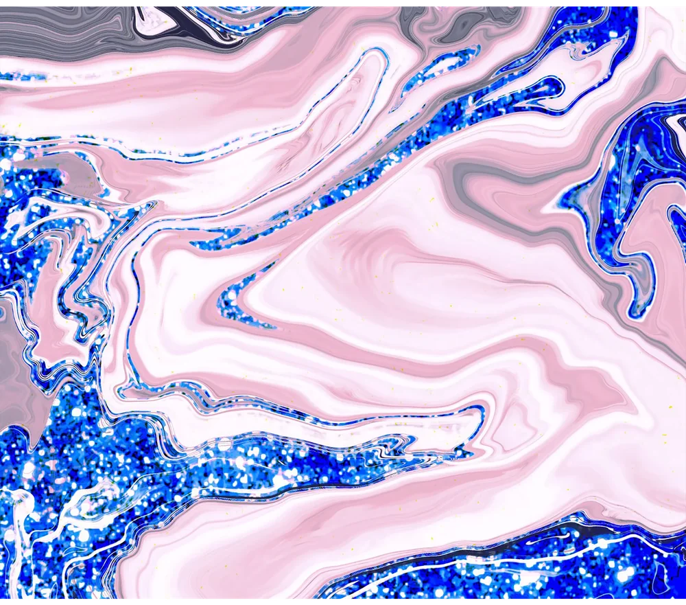 Pink and Blue Marble Swirl — White Liquid Marble