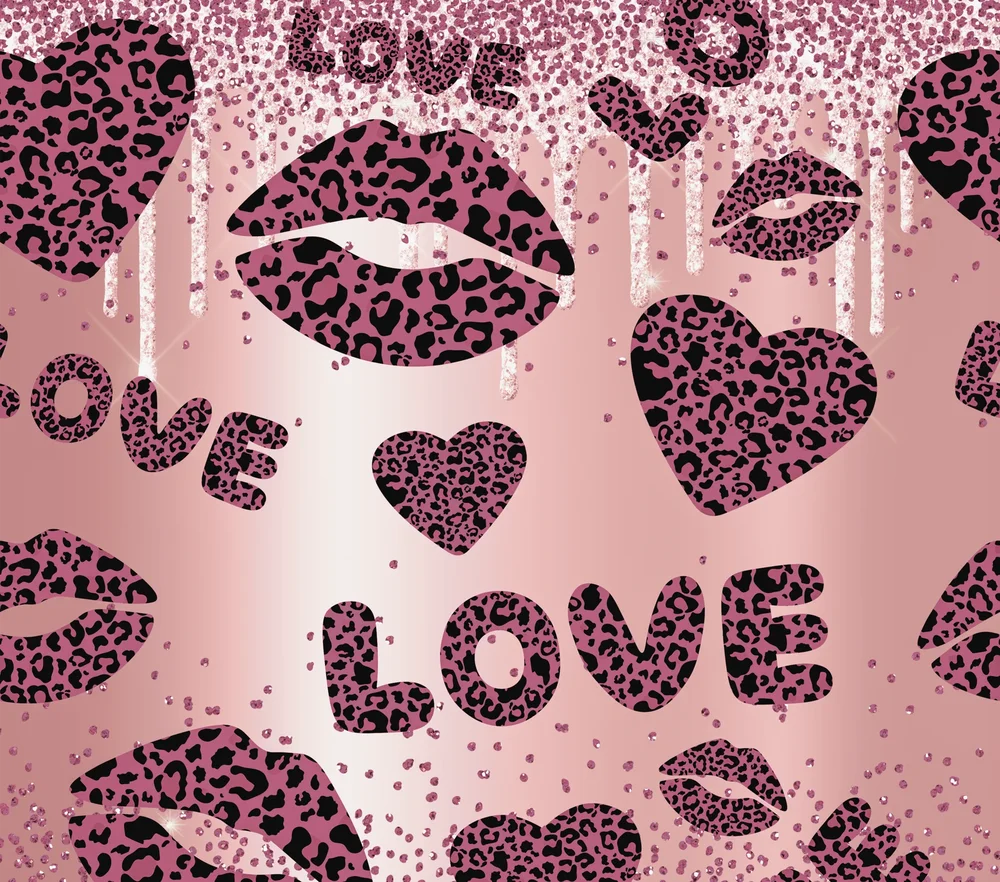 Leopard Print Love Glitter Design