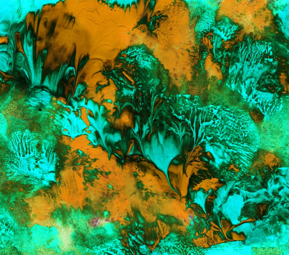 Teal Orange Fluid Abstract Art