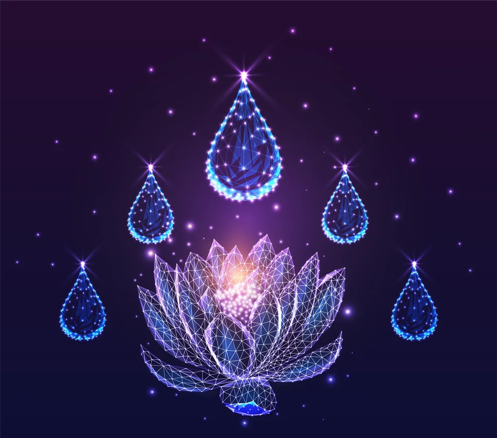 Neon Lotus Water Drops