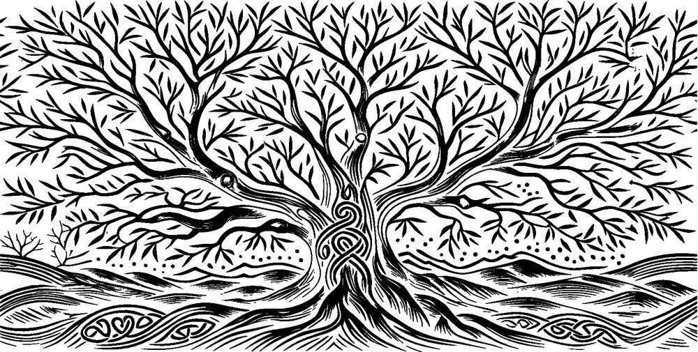 Intricate Tree of Life Line Art