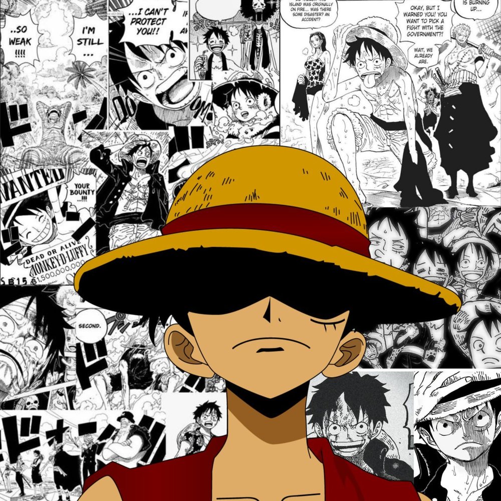 Luffy Manga Collage Art