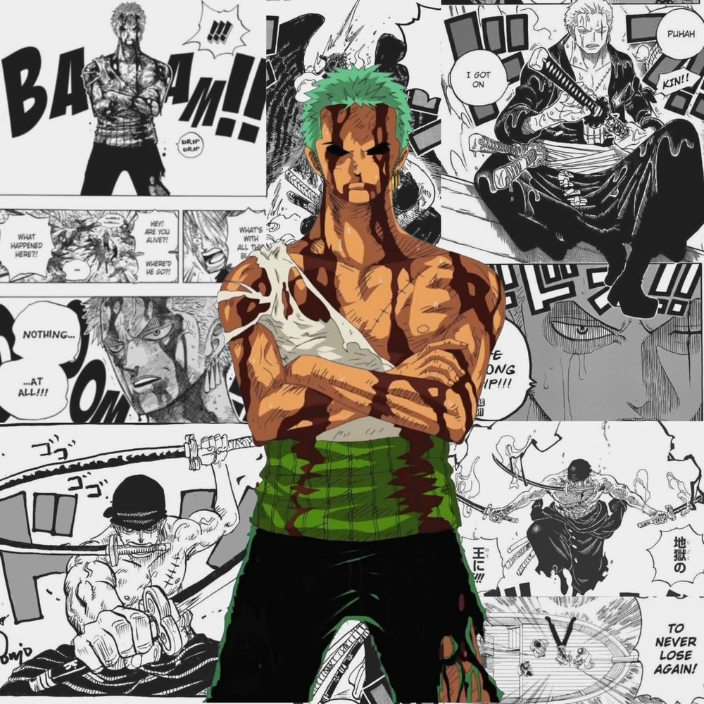 Zoro Manga Collage Poster