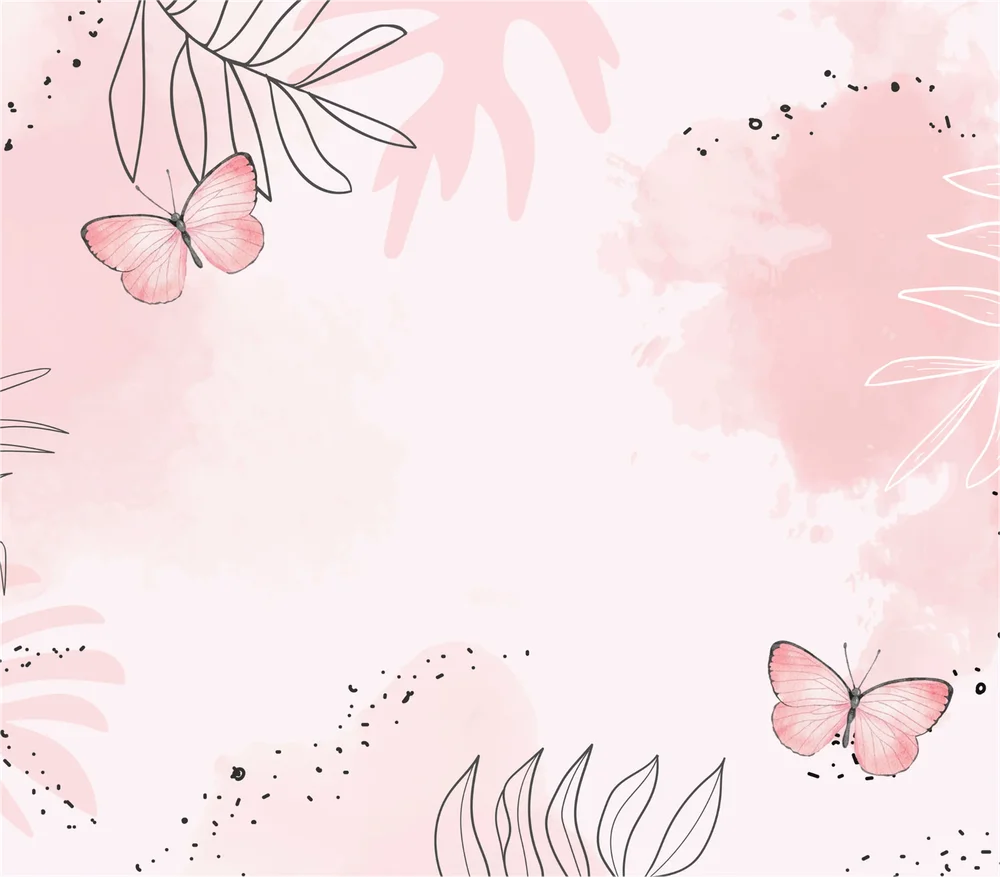 Pink Butterflies Botanical Border