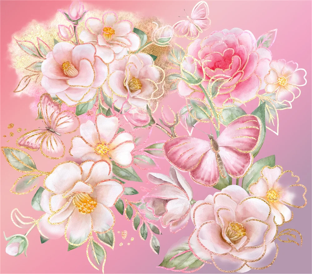 Pink Floral Butterfly Garden