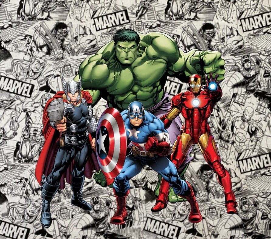 Avengers Team Comic Collage — Multicolor Comic Book