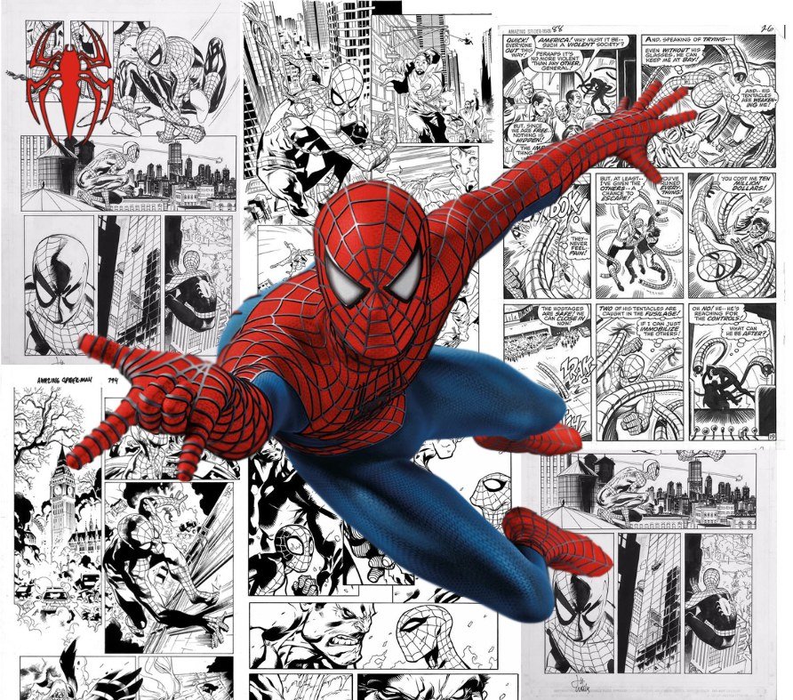 Spider-Man Comic Collage Print — Multicolor Comic 2