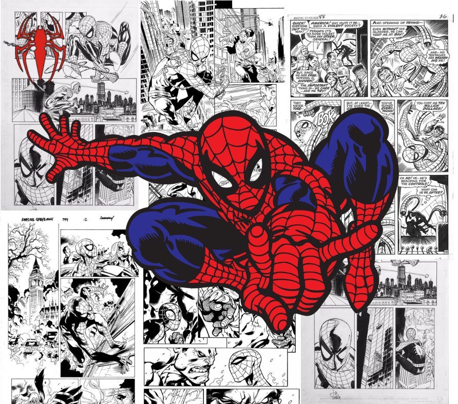 Spider-Man Comic Collage Print — Multicolor Collage