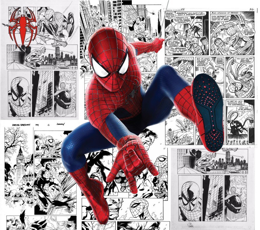 Spider-Man Comic Book Collage — Multicolor Pop-Art