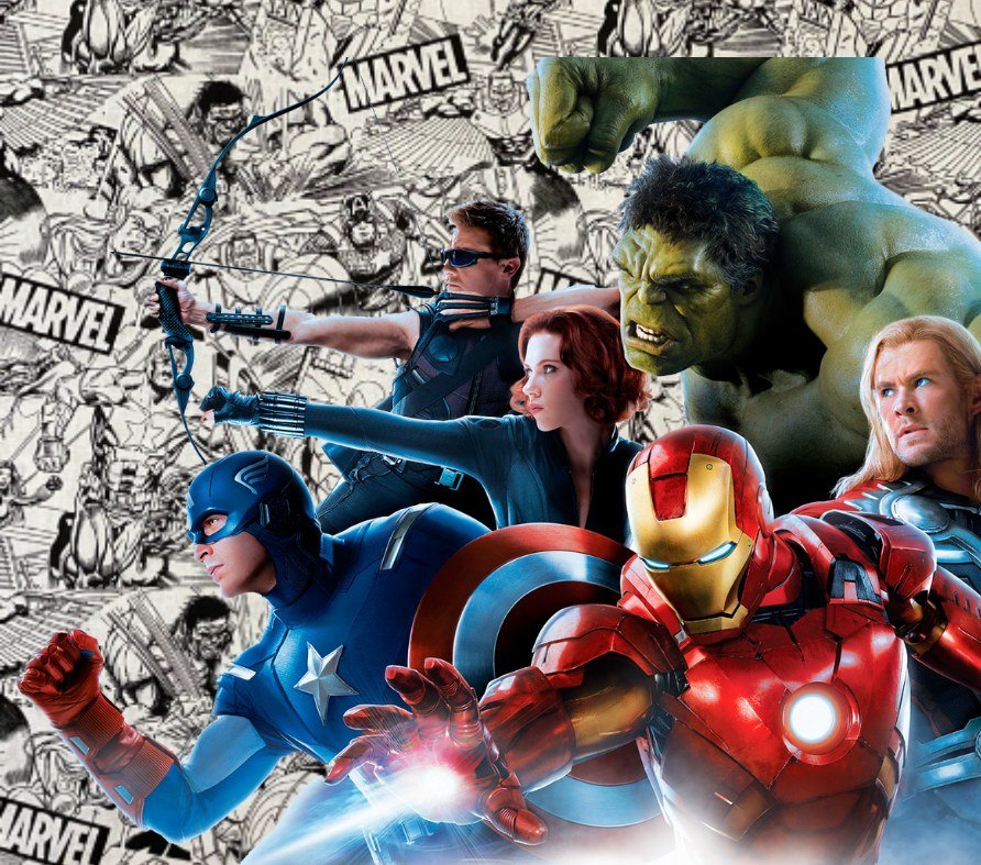 Avengers Team Comic Panel Collage