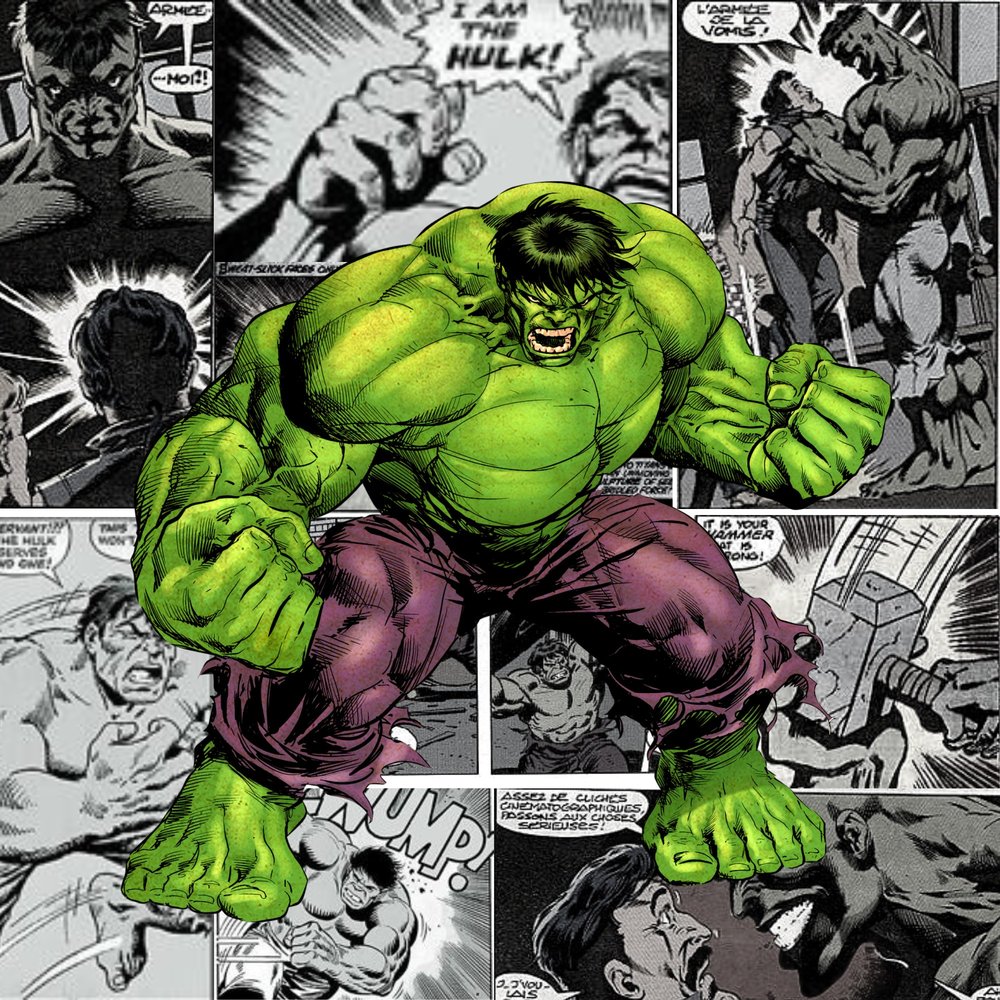 Incredible Hulk Comic Collage