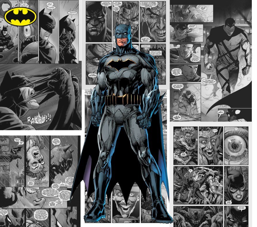 Batman Comic Panel Collage — Multicolor Comic