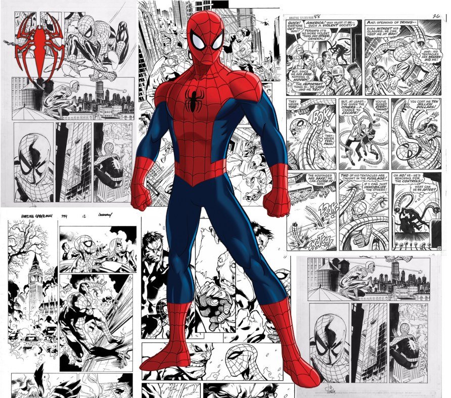 Spider-Man Comic Panel Collage — Multicolor Comic-Book