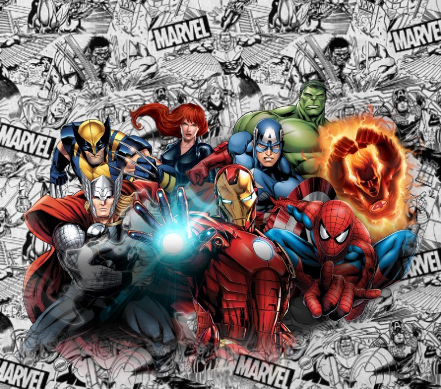 Marvel Avengers Team Collage — Multicolor Comic Book