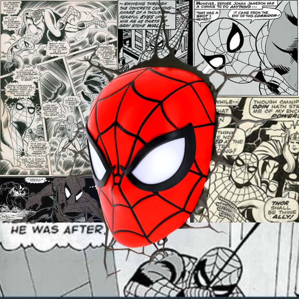 Spider-Man Comic Book Collage — Multicolor Retro