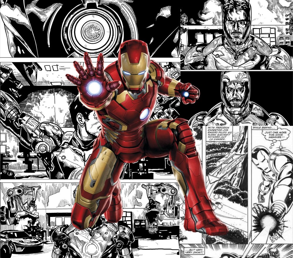 Iron Man Comic Collage