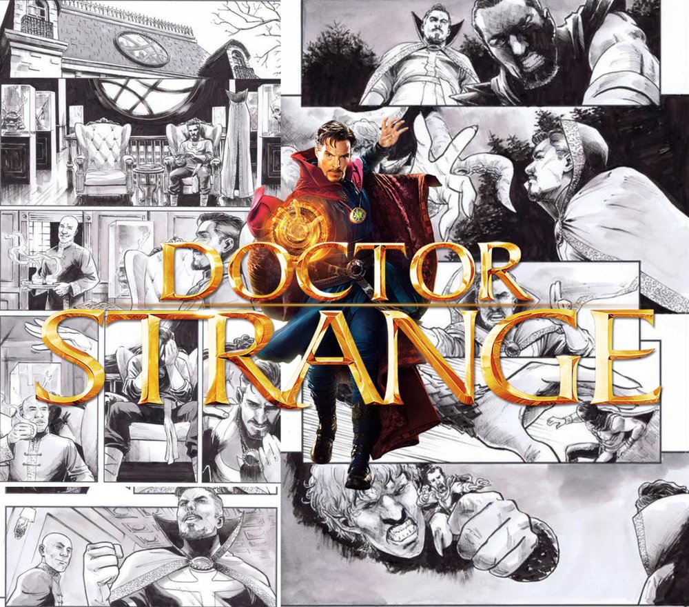 Doctor Strange Comic Collage — Multicolor Comic Art
