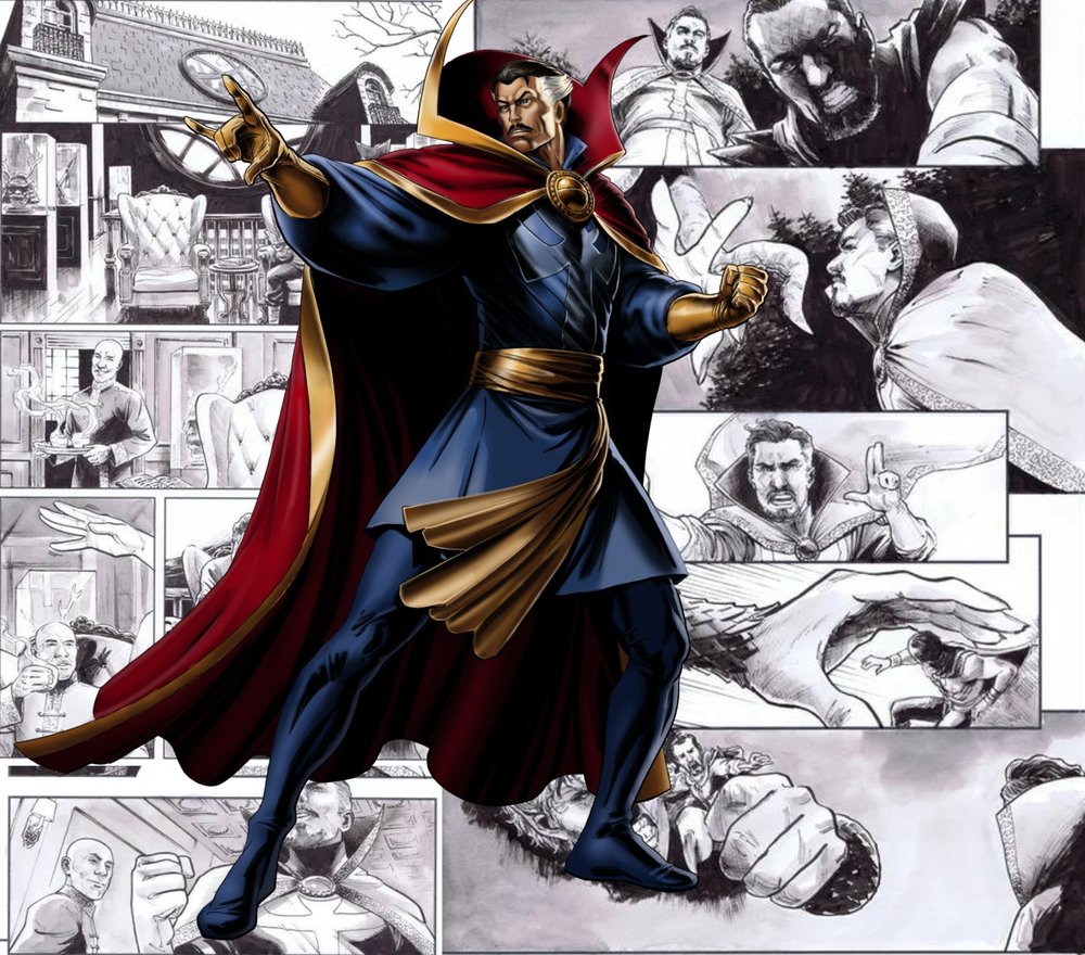 Doctor Strange Comic Collage — Multicolor Comic Book