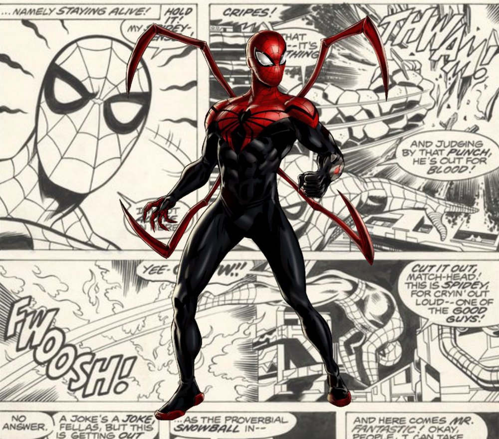 Spider-Man Comic Panel Collage — Multicolor Comic Book