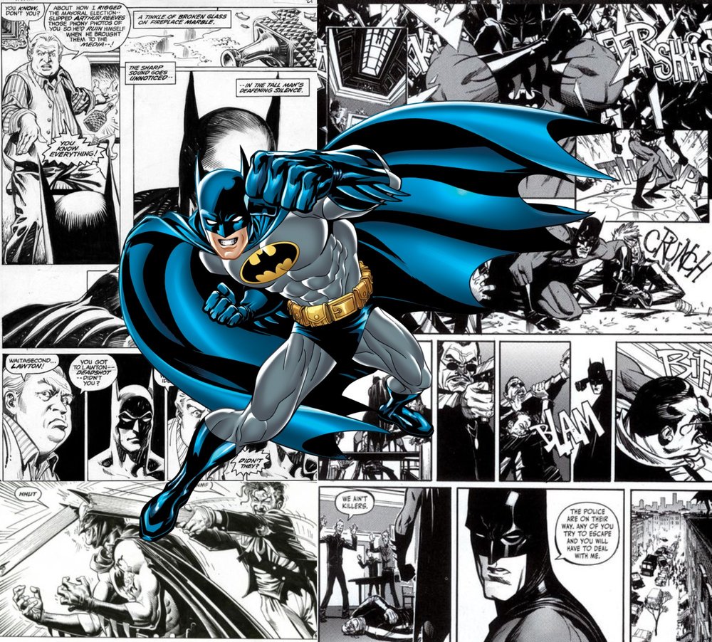 Batman Comic Panel Collage — Multicolor Comic Book