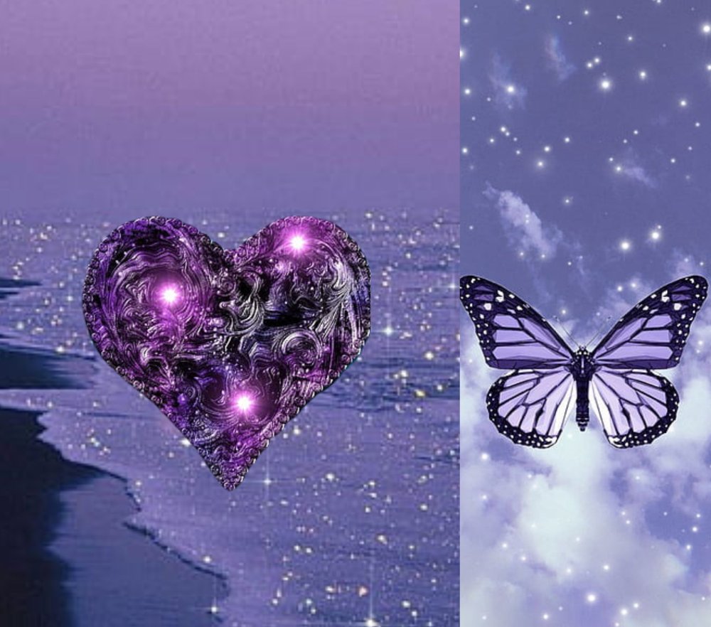 Purple Heart And Butterfly Sky