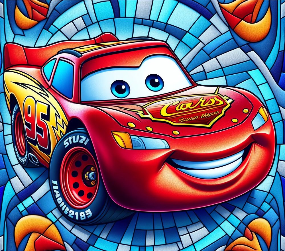 Lightning McQueen Stained Glass