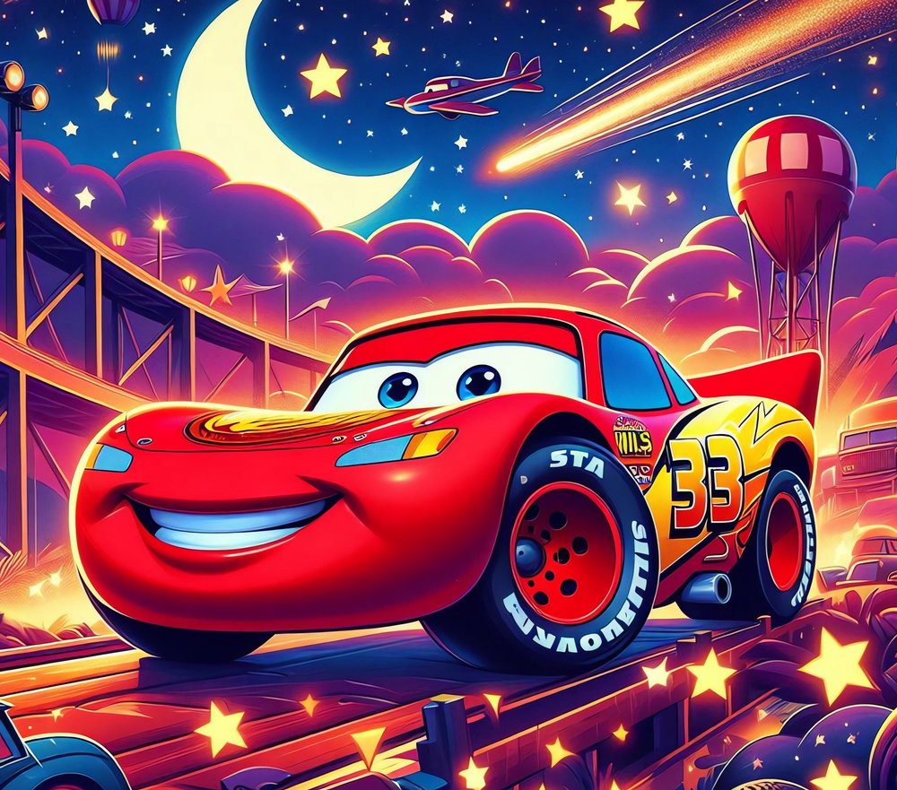 Lightning McQueen Neon Night Sky