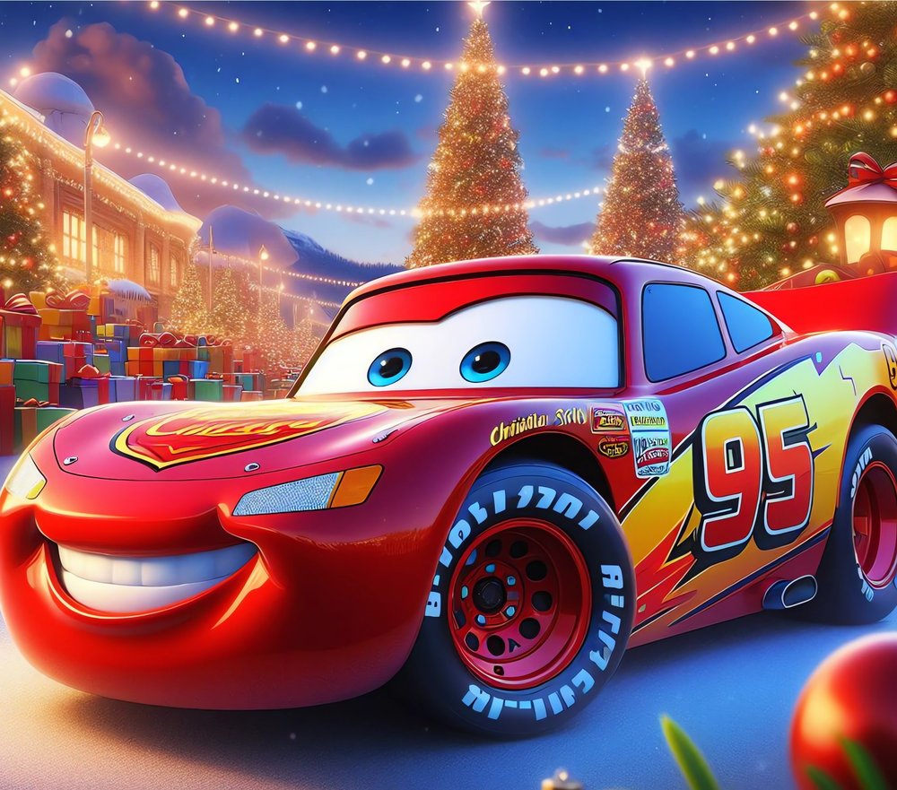 Lightning McQueen Christmas Scene