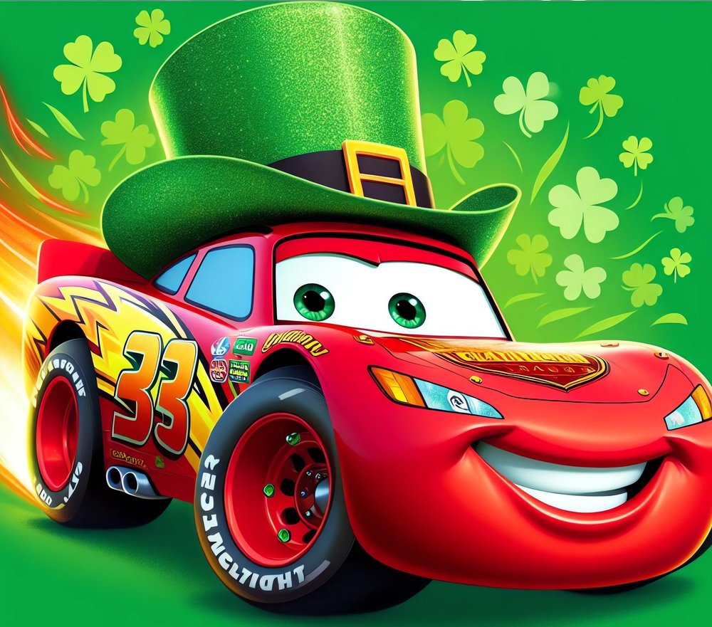 Lightning McQueen St. Patrick's Day — Multicolor Cartoon