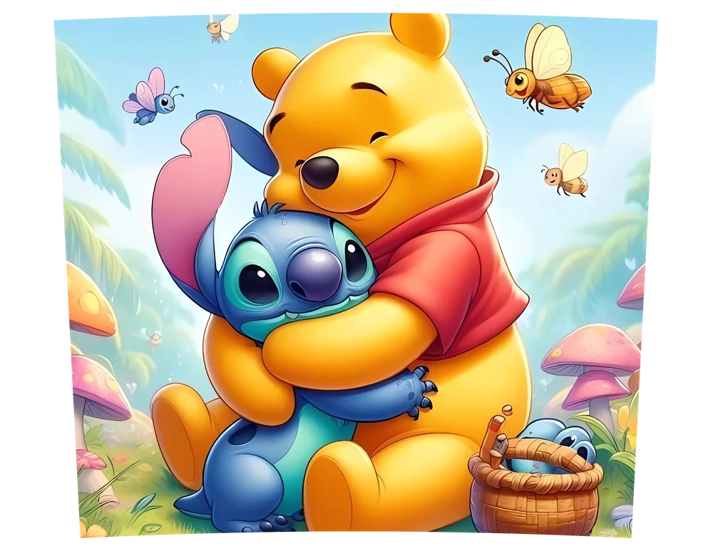 Winnie Pooh And Stitch Hug