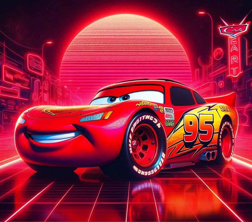 Lightning McQueen Neon Retro
