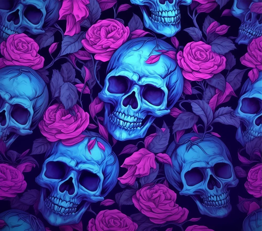 Neon Skulls and Roses