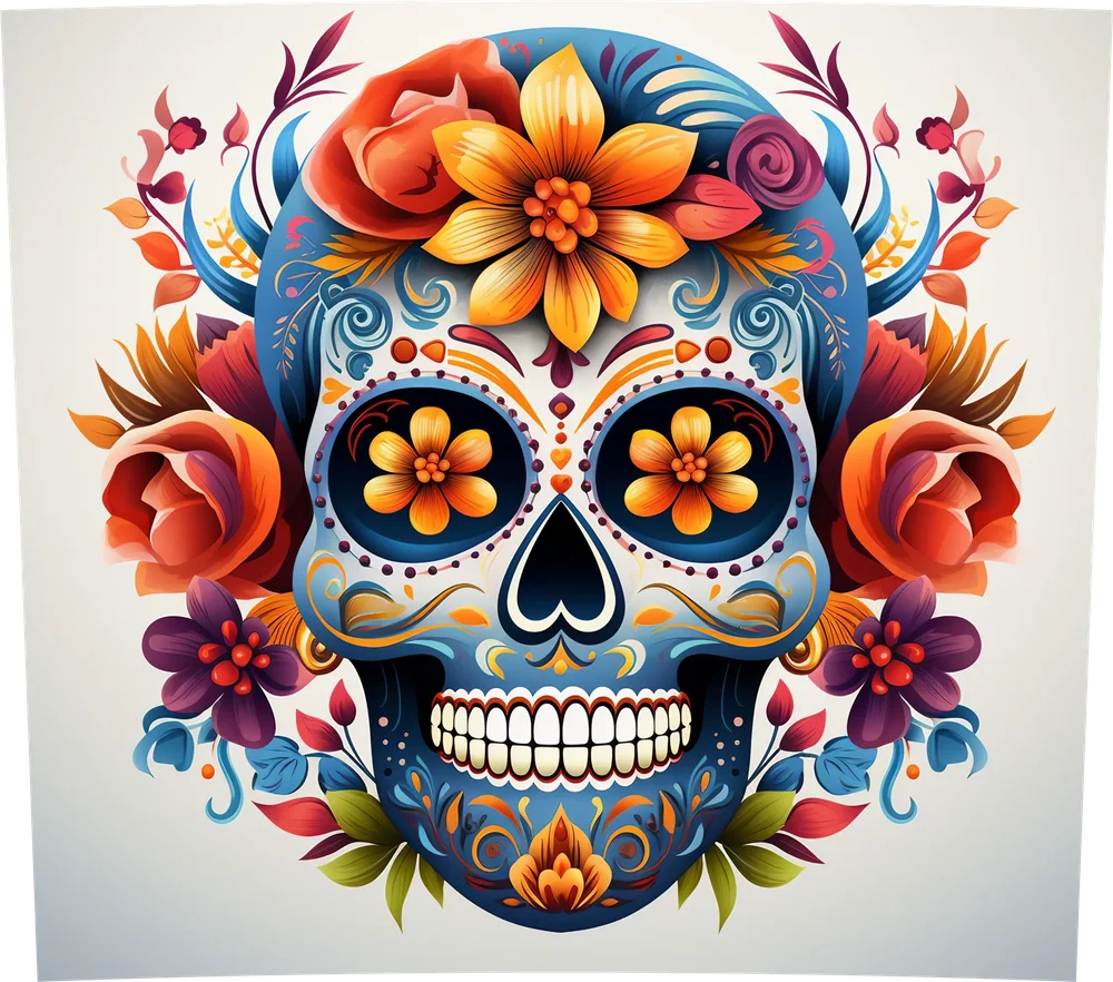 Colorful Floral Sugar Skull — Multicolor Colorful