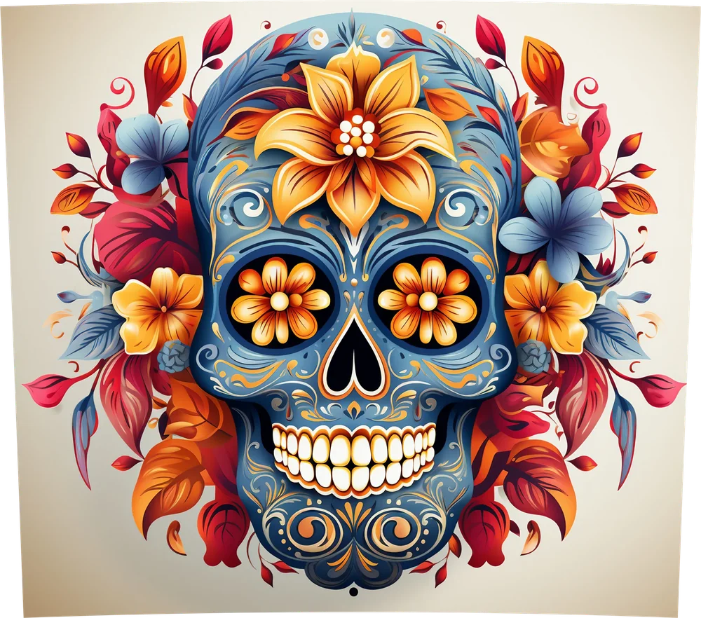 Blue Floral Sugar Skull