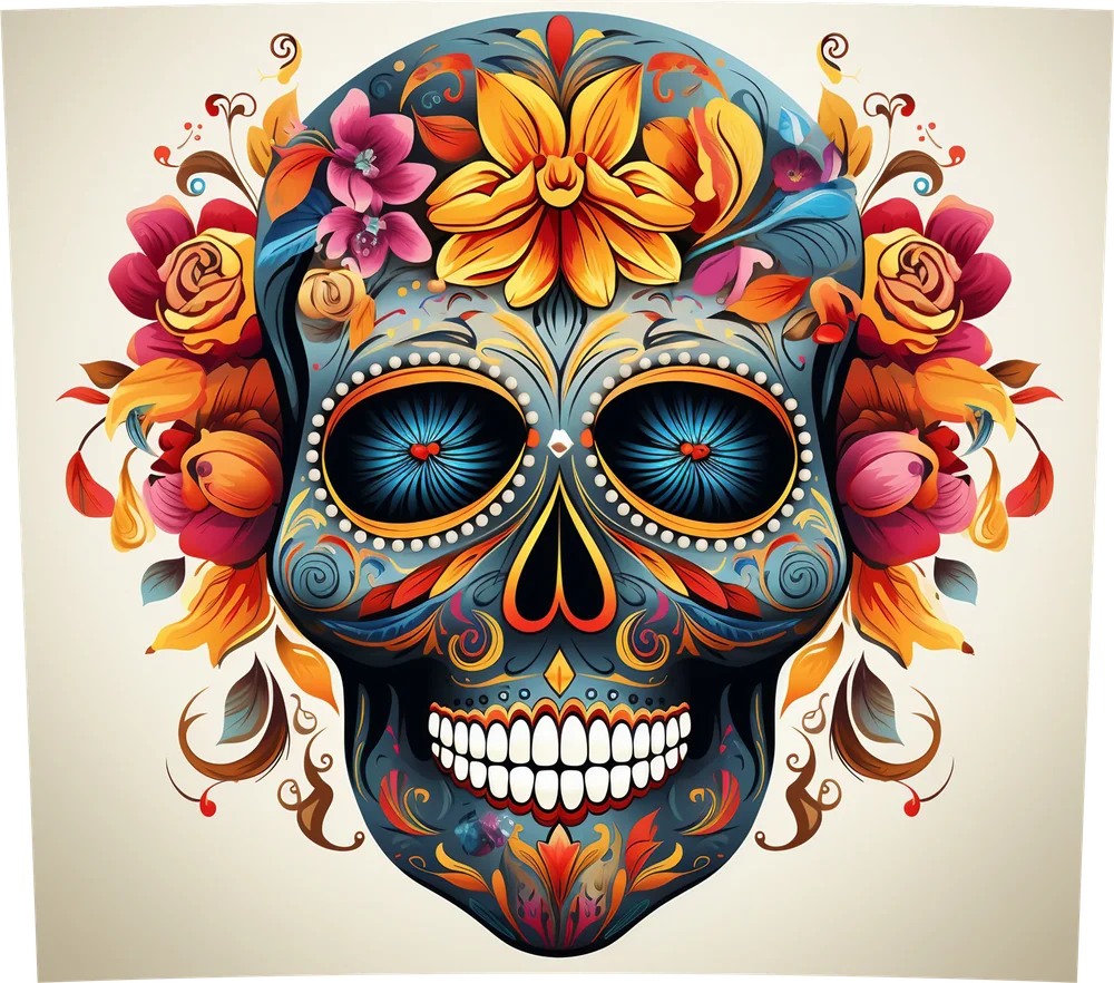 Colorful Floral Sugar Skull — Multicolor Ornate