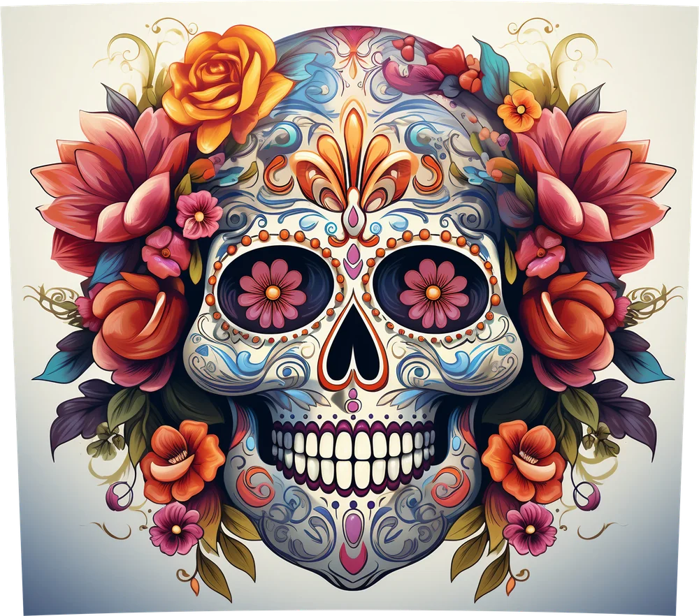 Colorful Floral Sugar Skull — Multicolor Colorful 3
