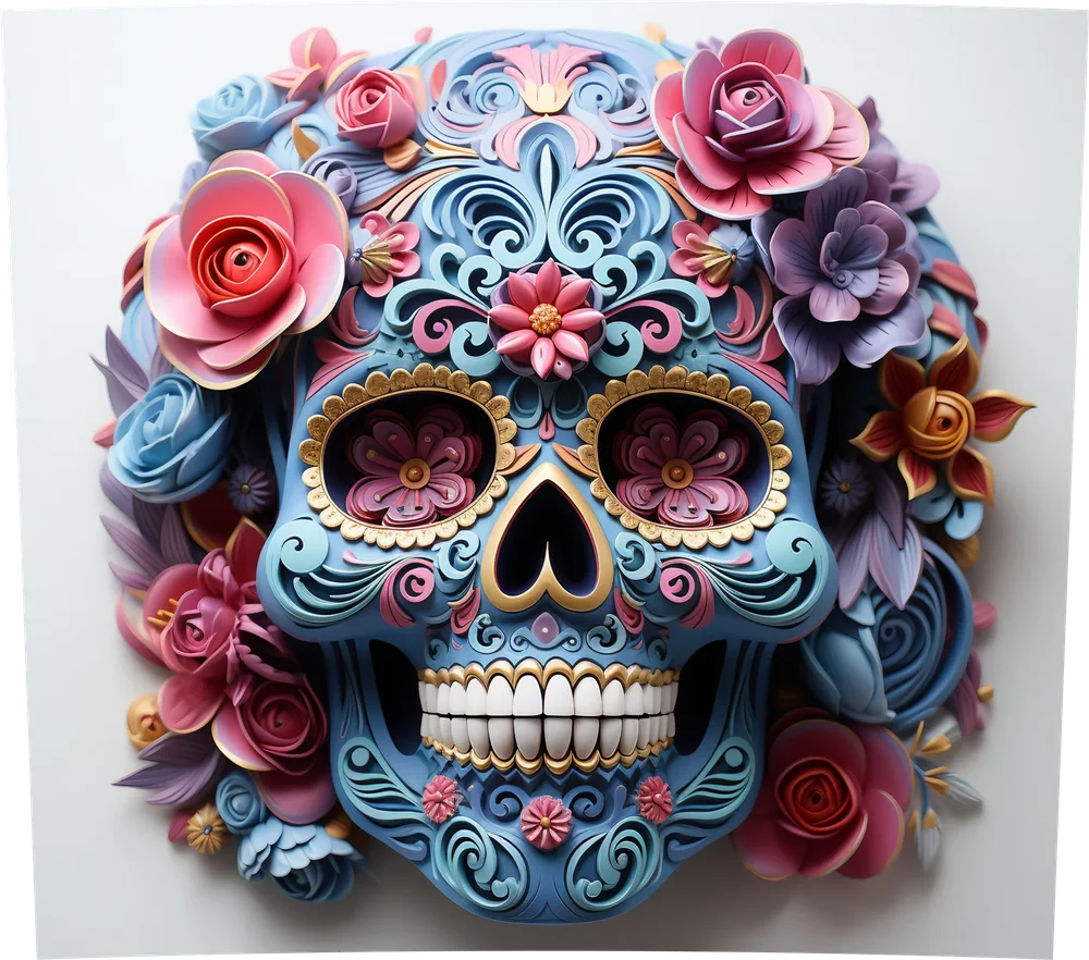 Floral Sugar Skull 3D
