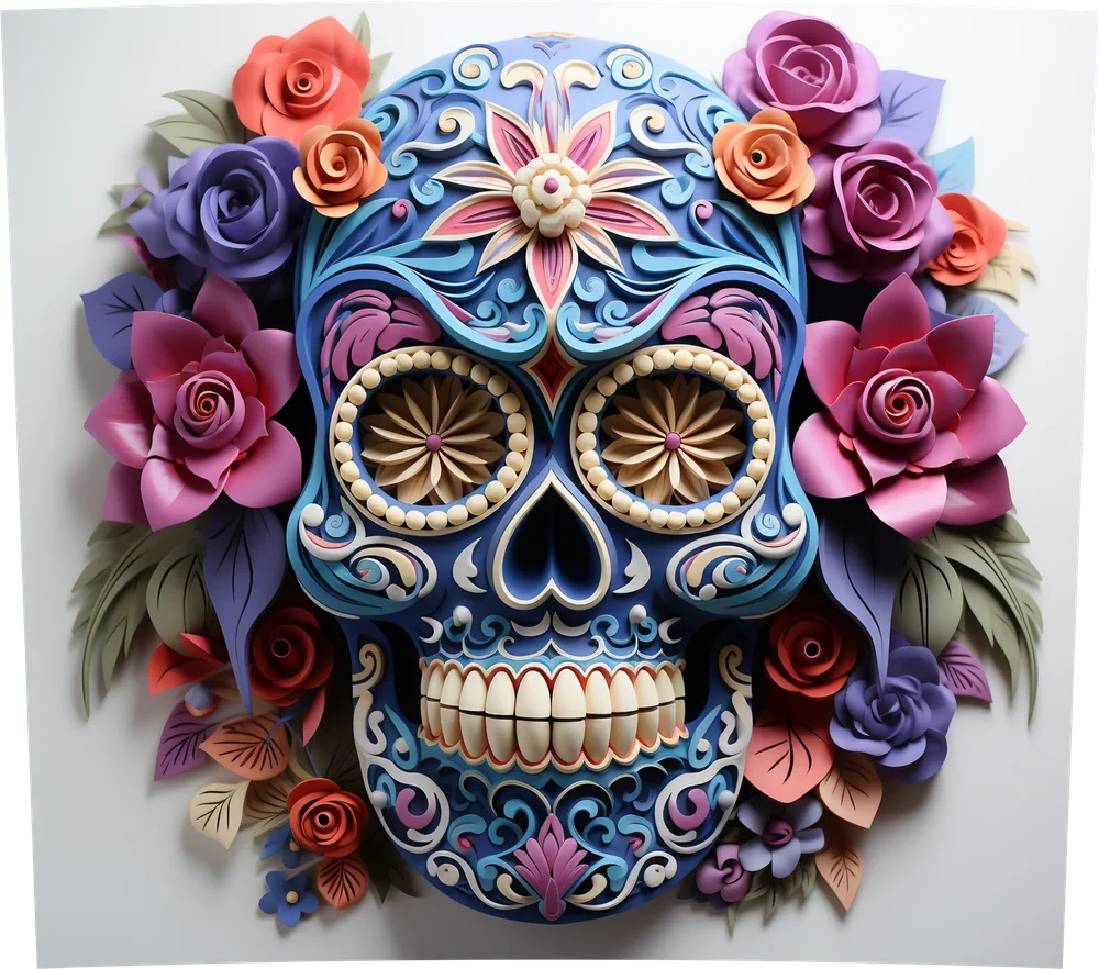 Floral Sugar Skull — Multicolor 3D