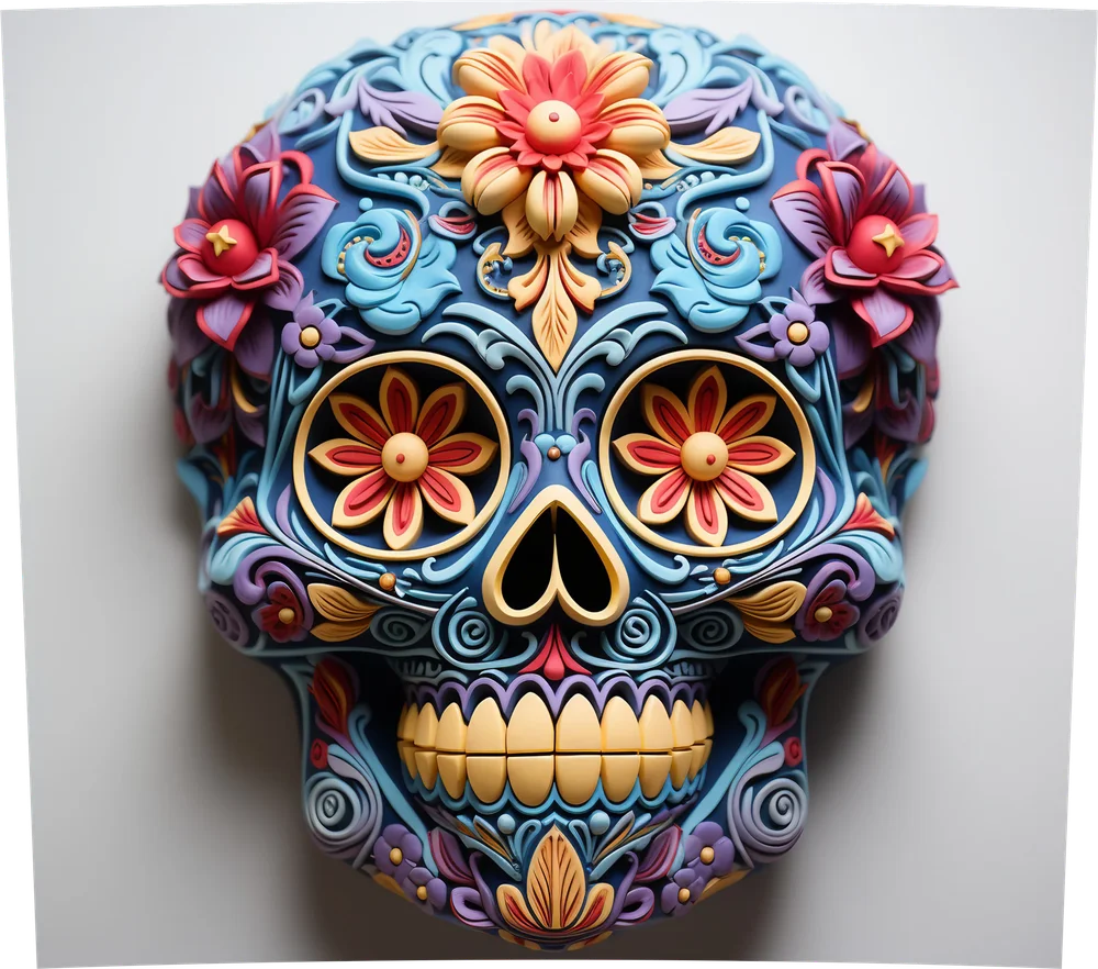 Colorful Floral Sugar Skull — Multicolor 3D