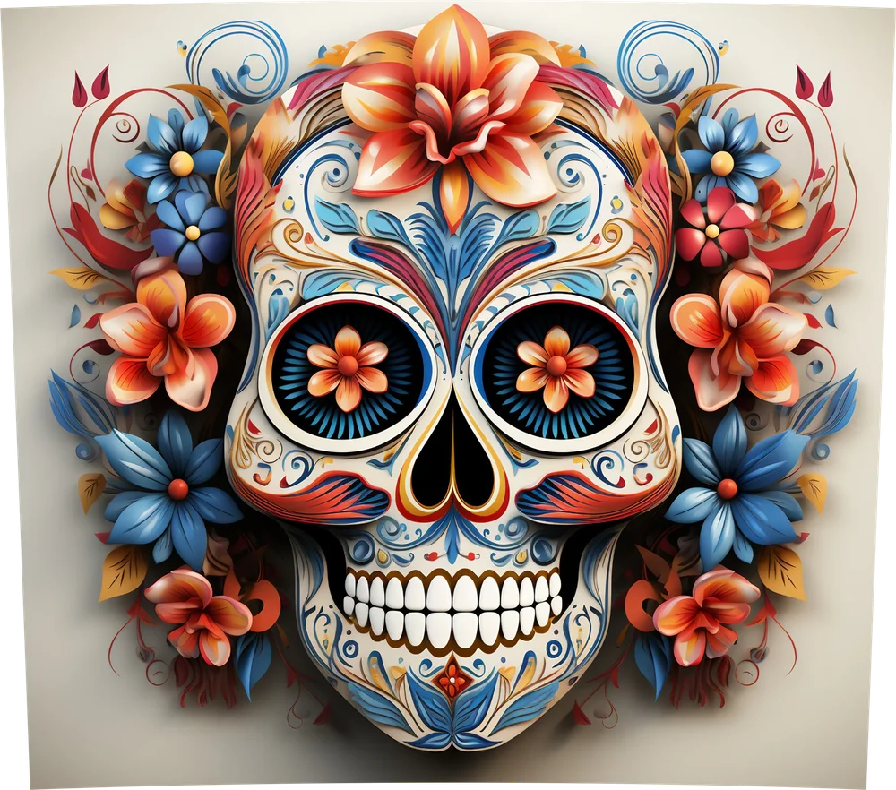 Colorful Floral Sugar Skull — Multicolor Ornate 2