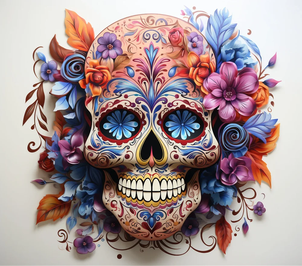 Colorful Sugar Skull Floral — Multicolor Illustrative 2