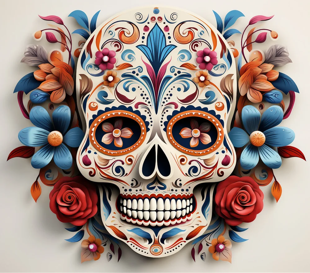 Colorful Sugar Skull Floral — Multicolor Decorative 2