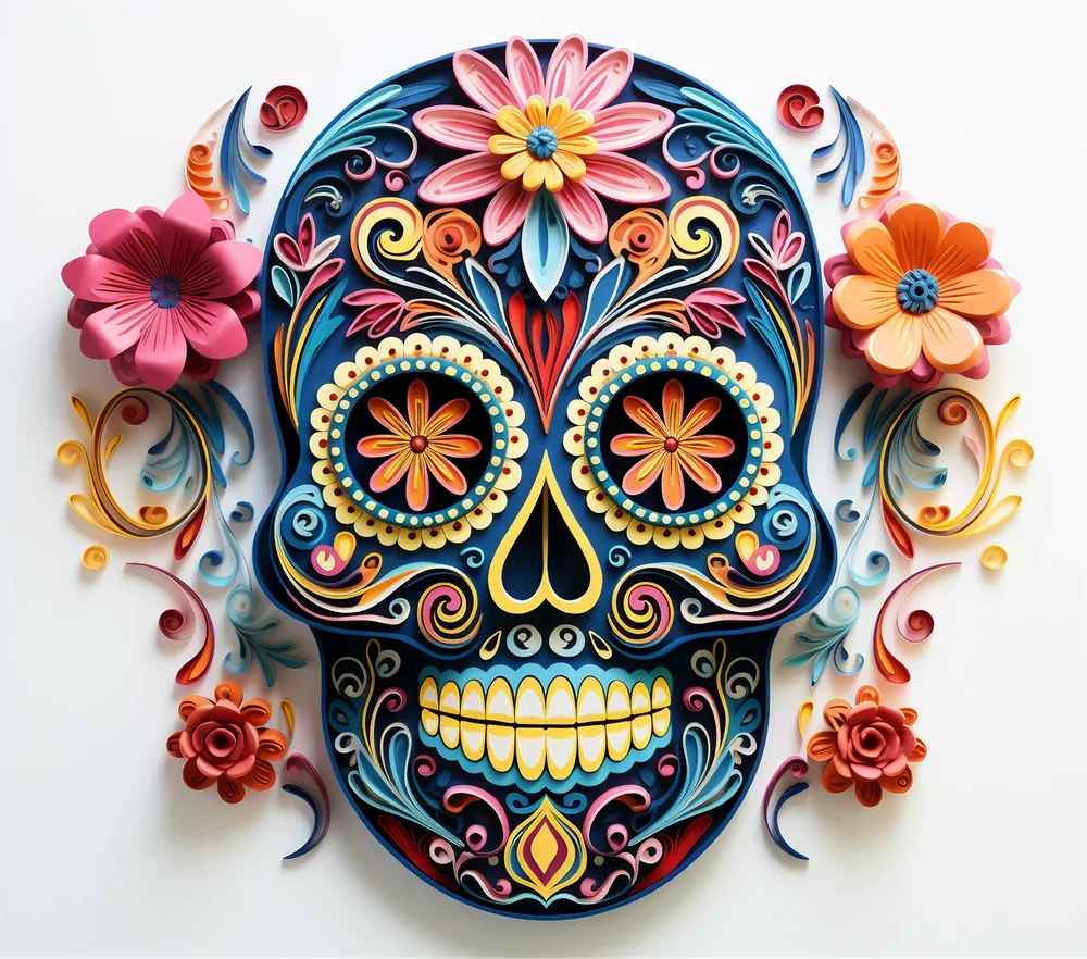 Colorful Sugar Skull Day of Dead