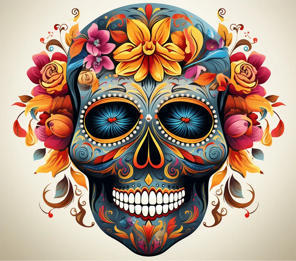 Floral Sugar Skull — Multicolor Colorful