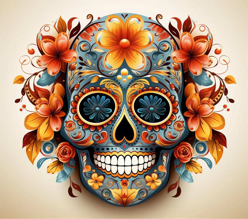 Floral Sugar Skull — Multicolor Ornate 3