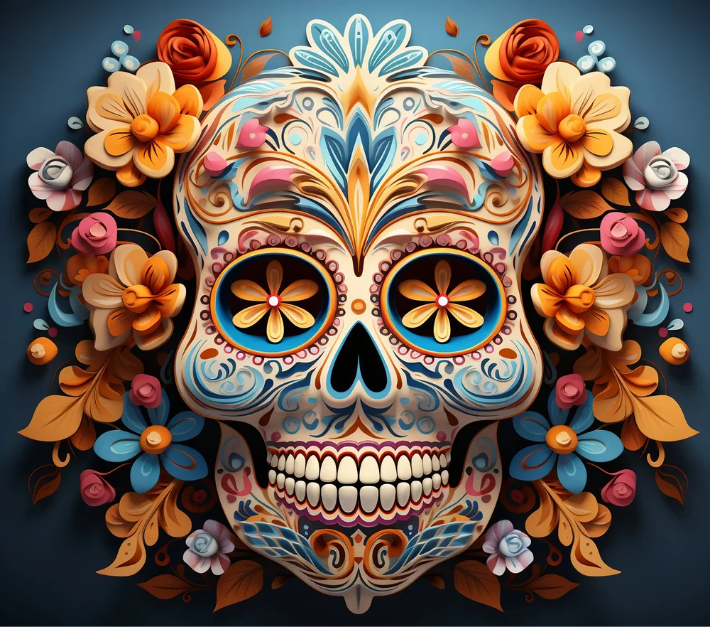 Colorful Sugar Skull Floral — Multicolor Ornate 2
