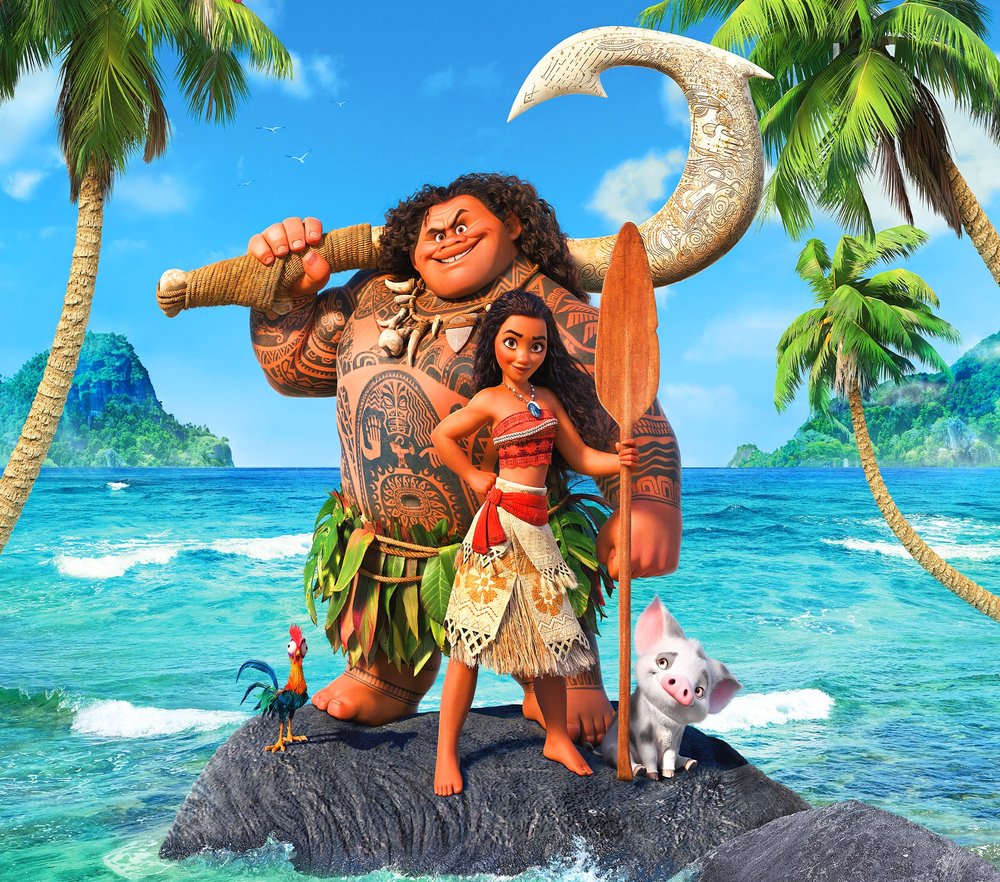 Moana and Maui Island Scene