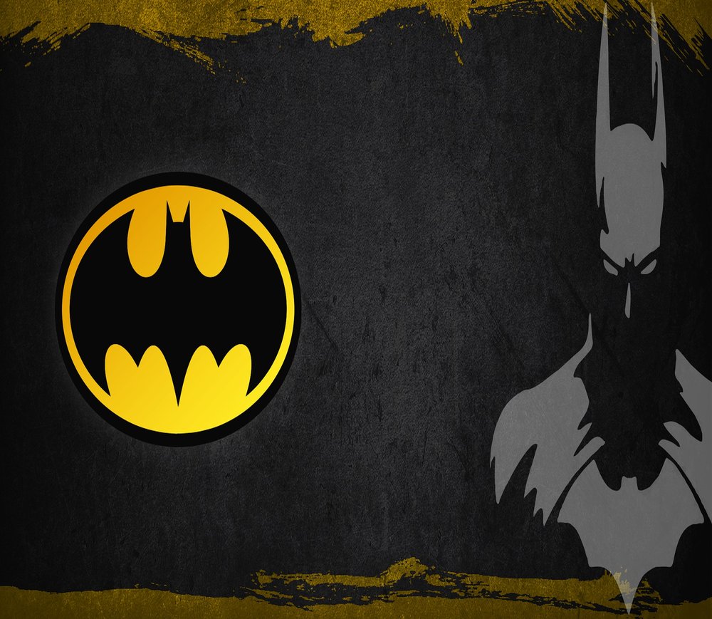 Batman Logo and Silhouette — Black Distressed