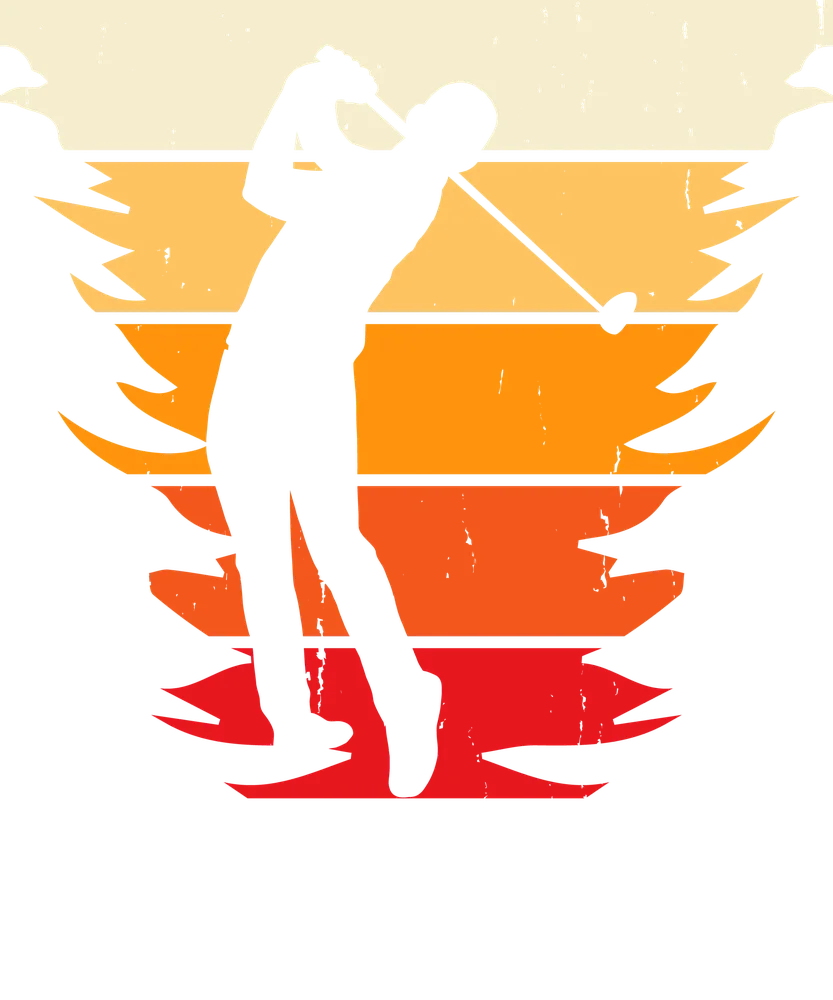 Retro Golfer Sunset Silhouette