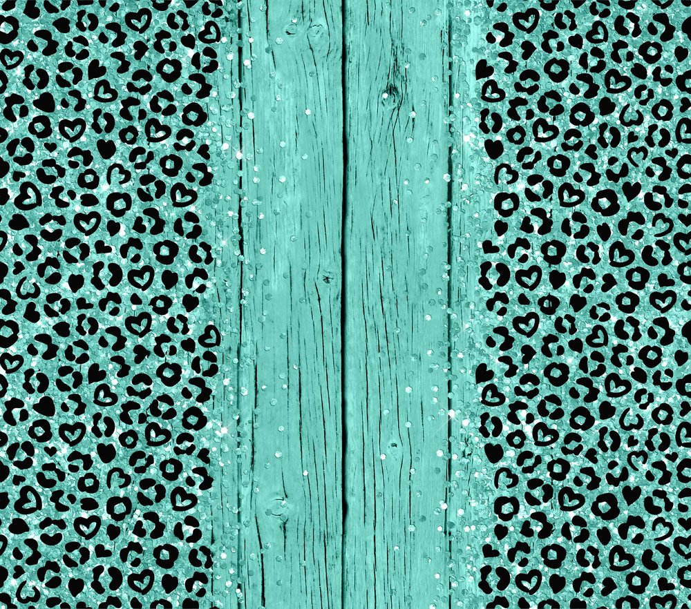 Turquoise Leopard Print Wood